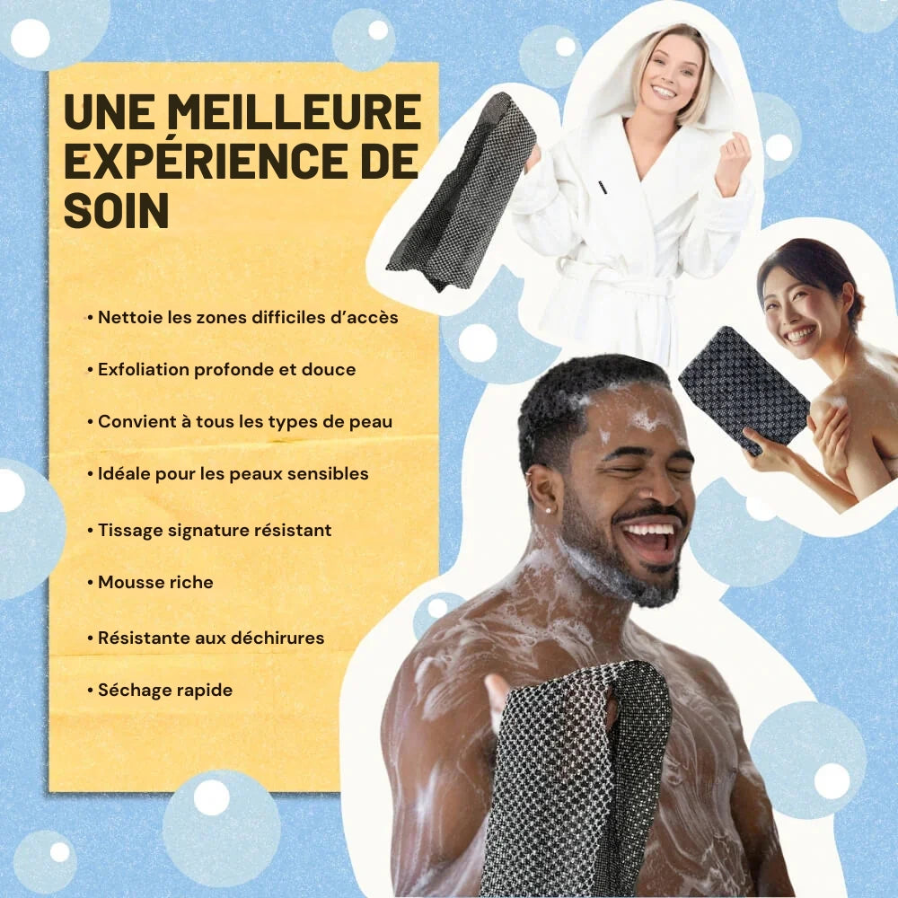 Serviette de douche exfoliante antibactérienne - Noirvie