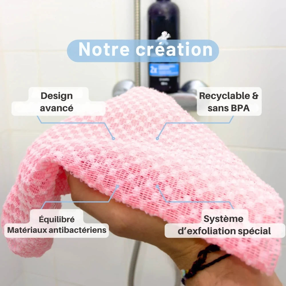 Serviette de douche exfoliante antibactérienne - Noirvie